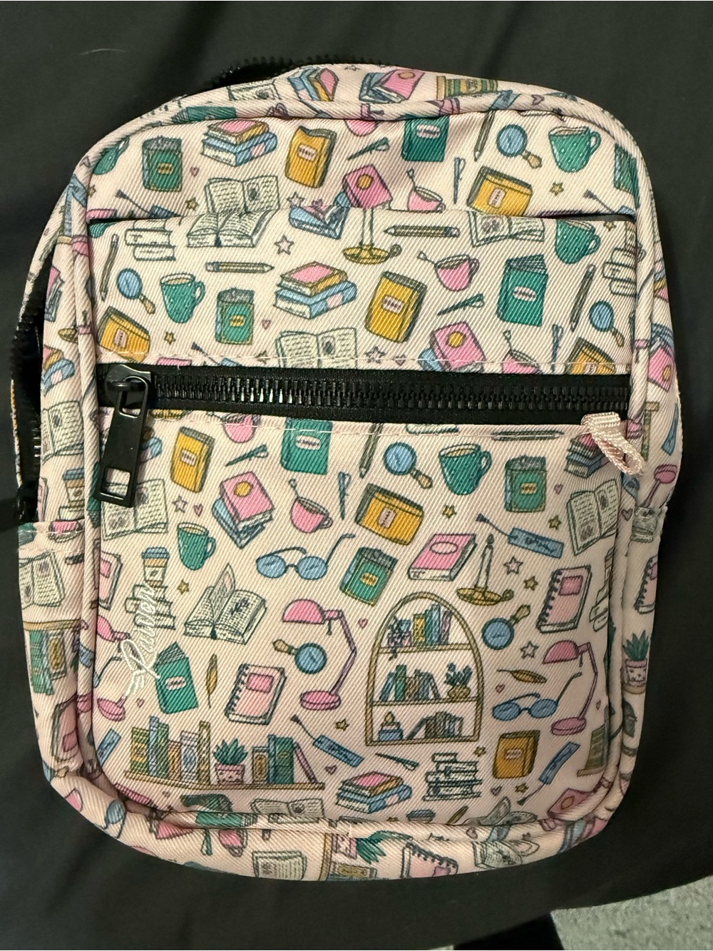 Pink Book-Print Mini Backpack